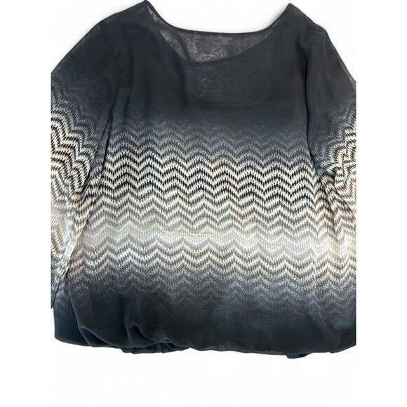 Roz & Ali Women's Black Patterned Long Sleeve Sheer Blouse Lined Tank Top 1X - Picture 8 of 8